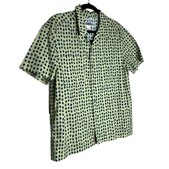 NWT House of Aama Adult Green Polka Dot Shirt Medium - Picture 3 of 9
